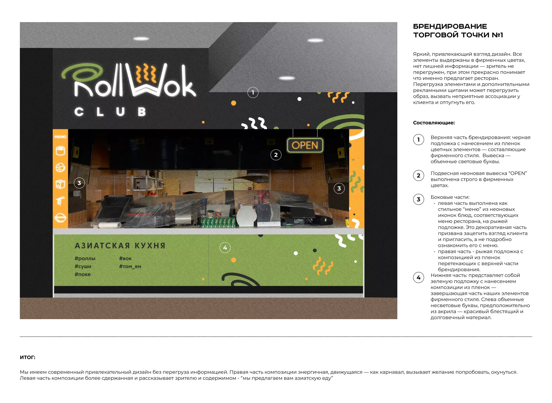 Брендирование торговых точек суши-бара «Roll Wok Club» в Прокопьевске