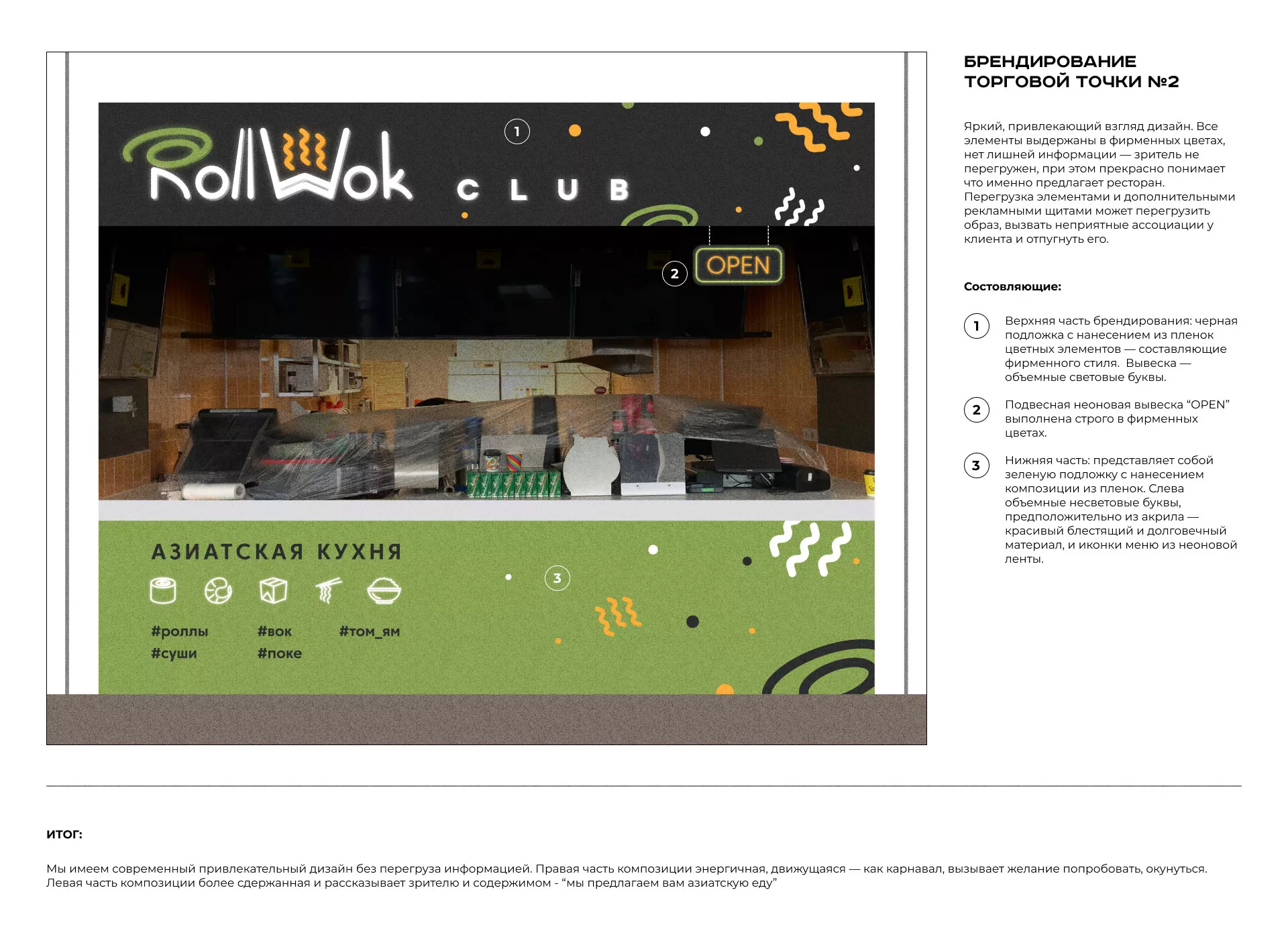 Брендирование торговых точек суши-бара «Roll Wok Club» в Прокопьевске